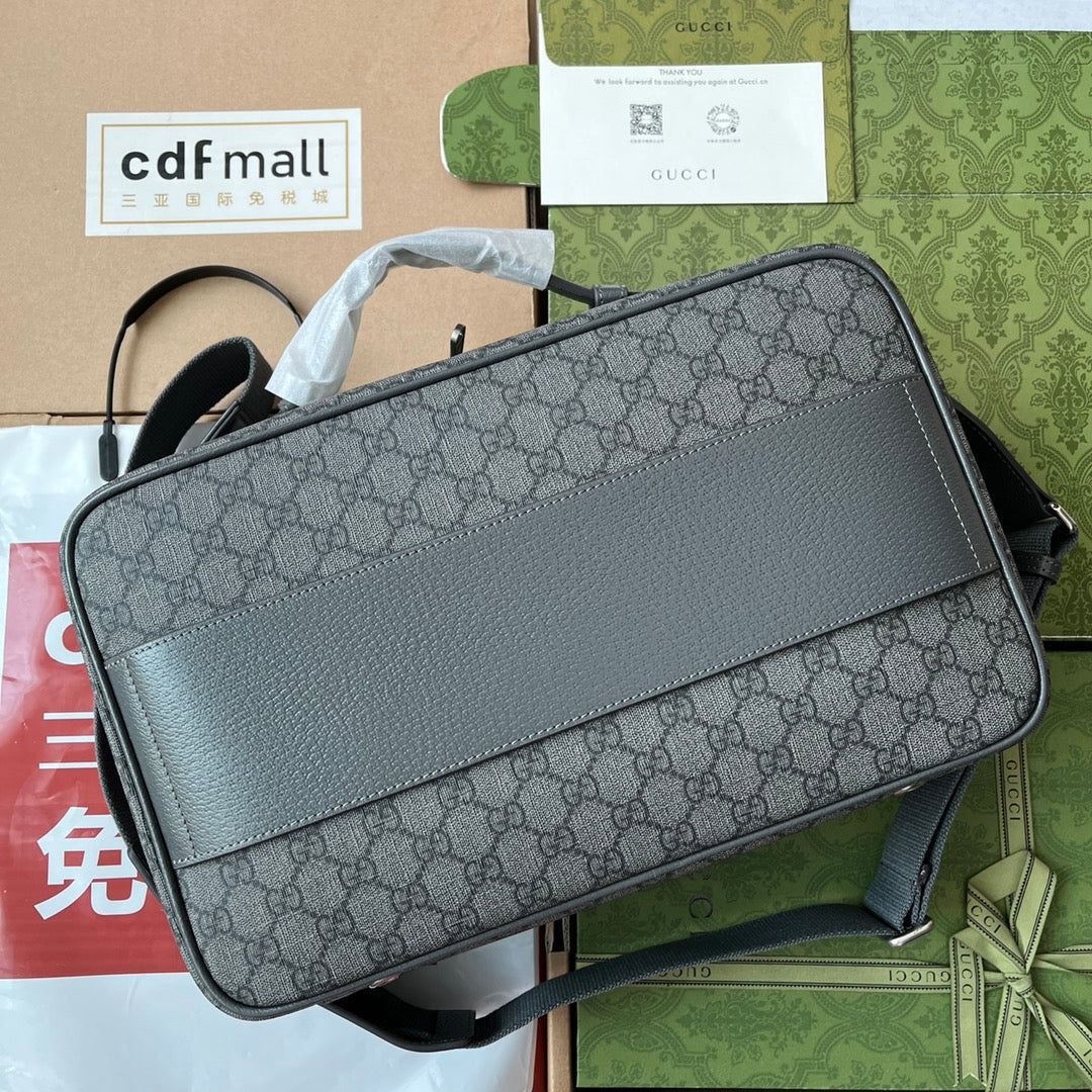 GUCCI OPHIDIA SHOULDER BAG 36 IN DARK GREY  CALFSKIN