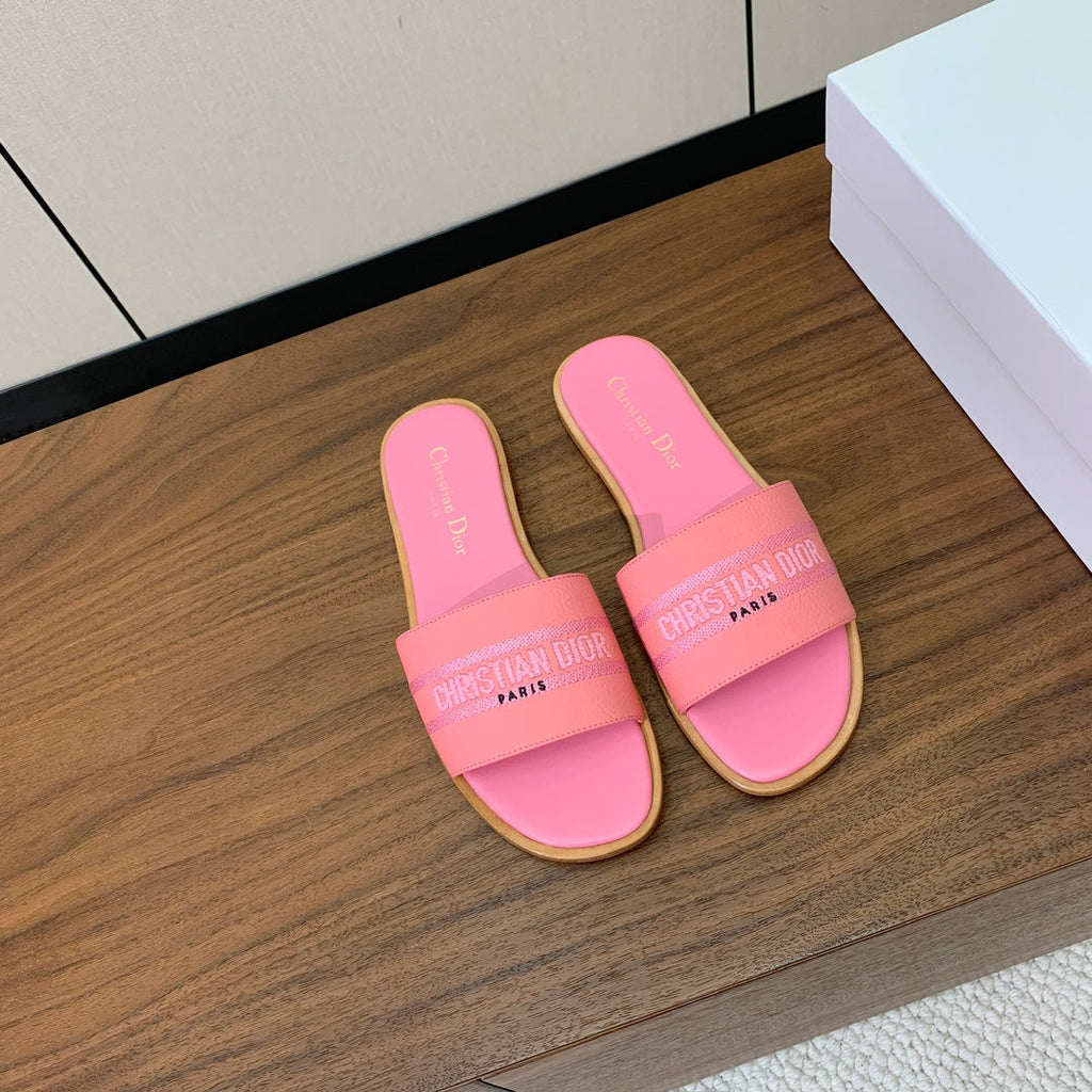 DIOR 25S DWAY SLIDE IN PINK CALFSKIN