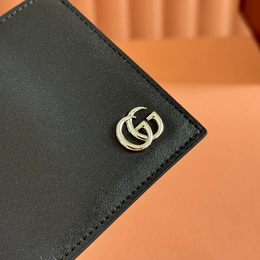 GUCCI 25S MARMONT WALLET BAG 11 IN BLACK CALFSKIN SILVER HARDWARE