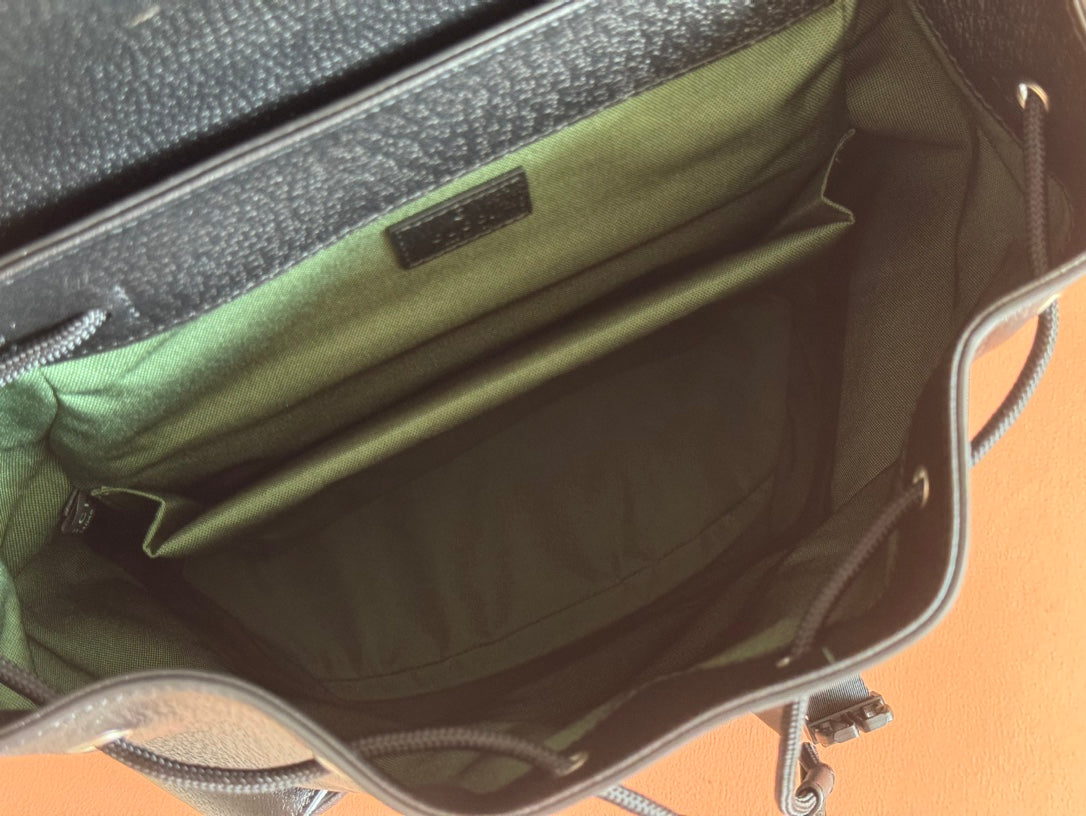 GUCCI 26S OPHIDIA LARGE BACKPACK 46 IN BLACK CALFSKIN