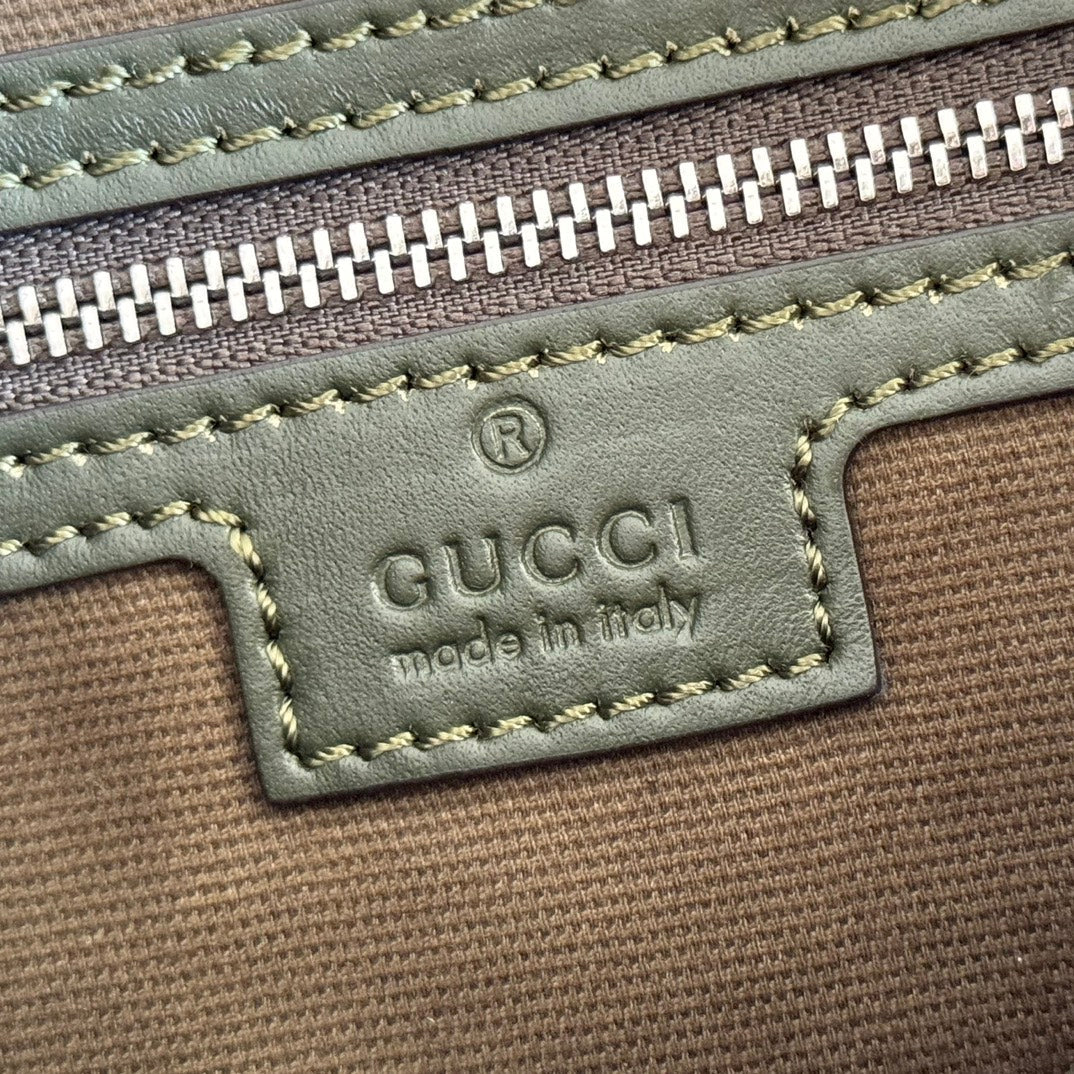 GUCCI 25S SHOULDER CROSSBODY BAG 23 CM IN MOSS GREEN CALFSKIN