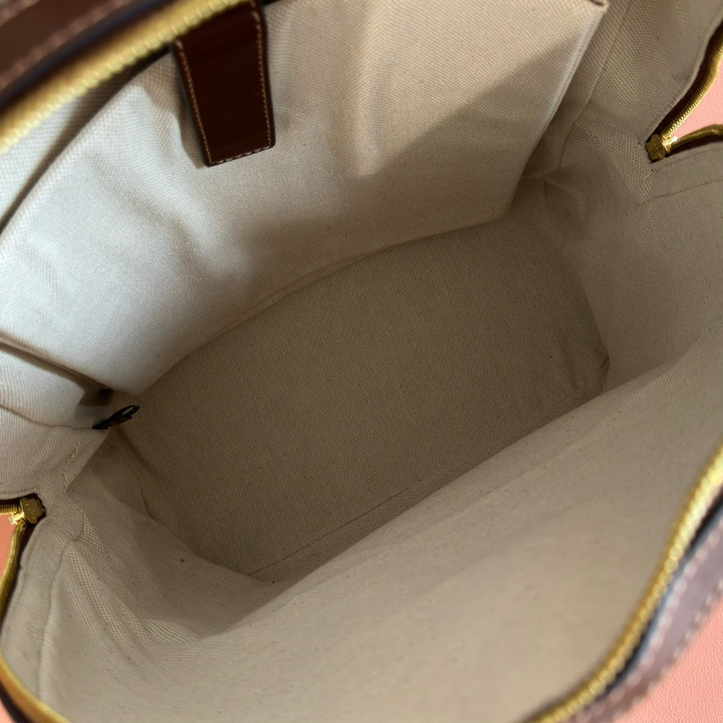 GUCCI 25S SUPREME BACKPACK 41 CM IN BROWN MIX BEIGE CALFSKIN