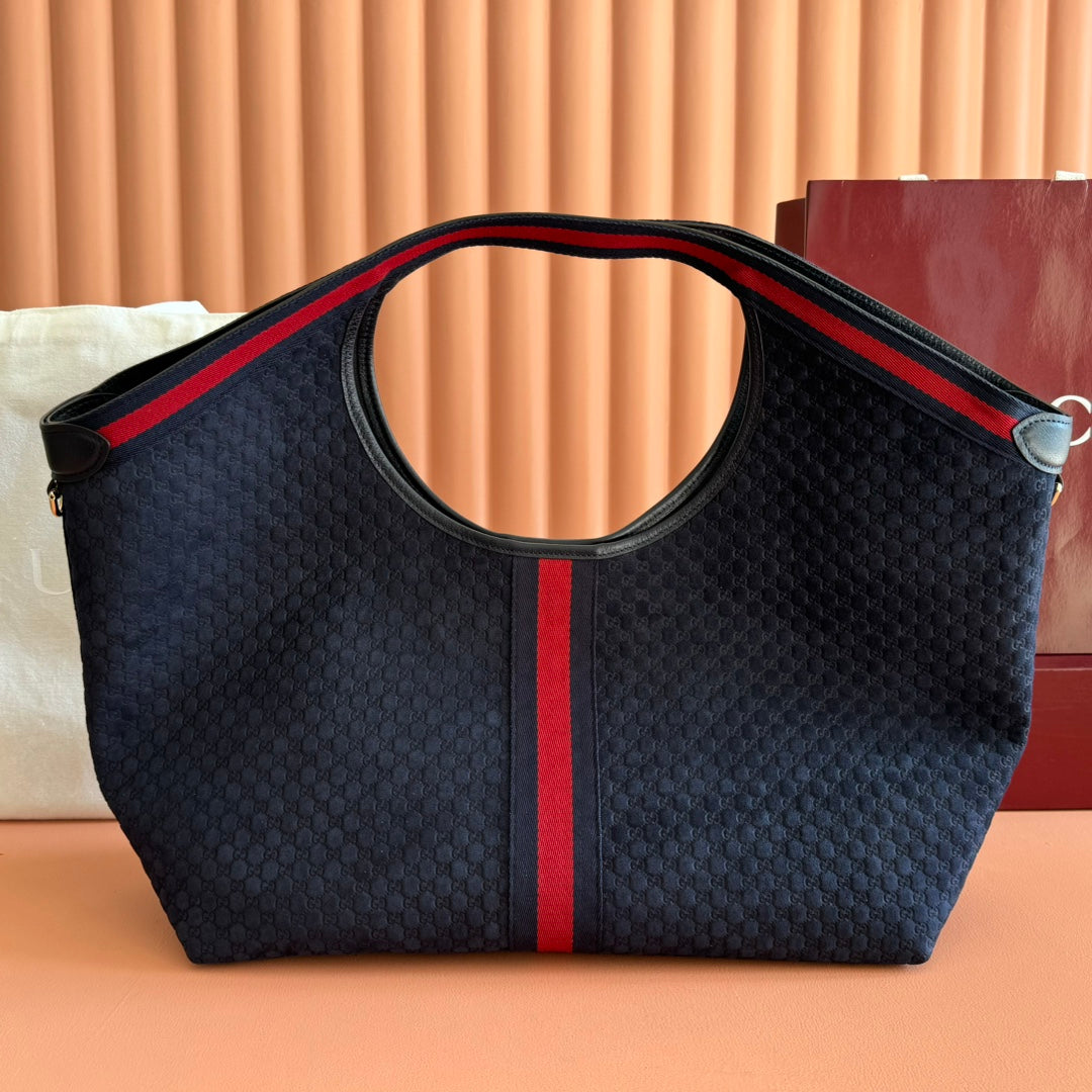 GUCCI 25S GIGLIO LARGE TOTE BAG 60 CM IN CHARCOAL GRAY CANVAS