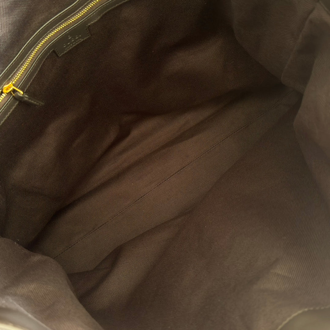 GUCCI 25S BEATRIX LARGE TOTE BAG 40 CM IN DARK CHOCOLATE BROWN CANVAS