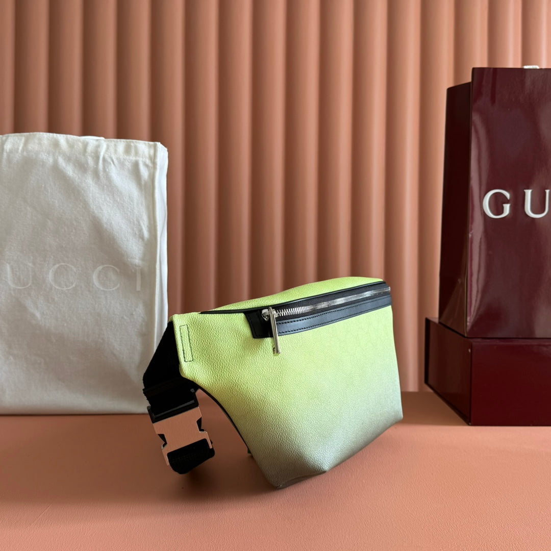 GUCCI 25S BELT BAG 39 CM IN NEON GREEN CALFSKIN