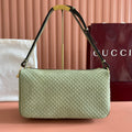 GUCCI 26S SHOULDER BAG 38 IN LIGHT GREEN EMBOSSED SUEDE