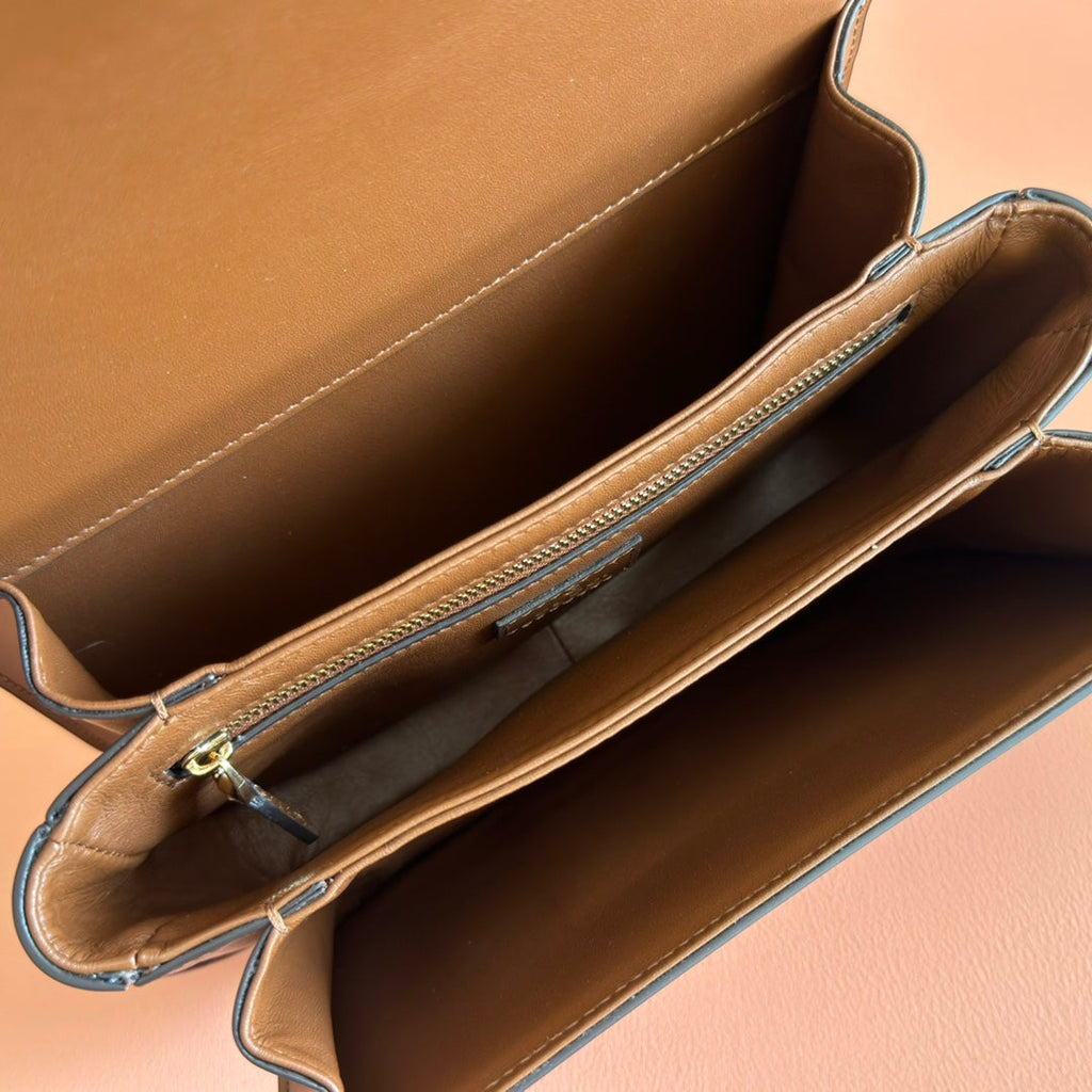 GUCCI 26S SIENA SHOULDER BAG 22 IN BROWN CALFSKIN